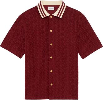 Dr&ocirc;le de Monsieur Monogram Shirt - Heren - Korte mouwen Overhemden - Rood - L - Overhemden