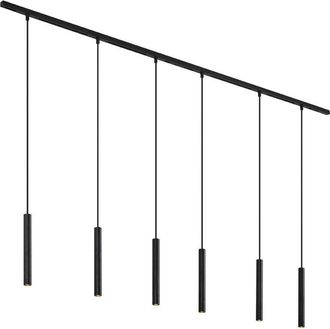 QAZQA Qazqa - Moderno Sistema De Iluminaci&oacute;n De Riel Moderno Con 6 Luces Colgantes Negras Monof&aacute;sicas - Slimline Keno Aluminio /met&aacute;lica Adecuado Para Led M
