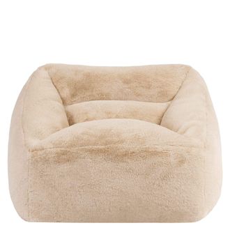 Icon Brand Natalia Rabbit Faux Fur Armchair Bean Bag in Natural | Size: Medium