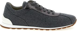 Brunello Cucinelli Schoenen, Dames, Grijs, 40 EU, Wol, Flannel Runners met Monili