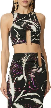AFRM Saoirse U-Ring Crop Tank in Night Daisy at Nordstrom, Size X-Large