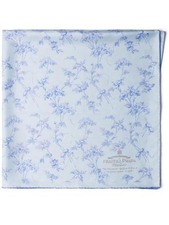Prada floral-print silk scarf - Blue