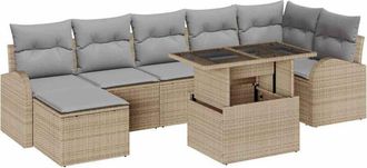 vidaXL Garden Sofa Set with Cushion 8 pcs Beige Poly rattan vidaXL