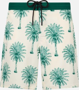 MC2 Saint Barth Long Stretch Comfort Surf Swim Shorts With Palm Print