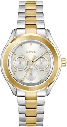 BOSS Lida Chronograph Bracelet Watch, 38mm in Silver Dial at Nordstrom Rack