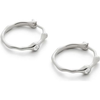 Monica Vinader Siren Diamond Huggie Hoop Earrings in Silver at Nordstrom Rack
