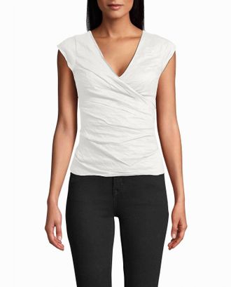 Nicole Miller Cotton Metal Logan Top In White