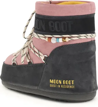 Moon Boot Womens Boots Icon Low Suede Grey-Rose Calf Leather (bos Taurus) Grey/rose