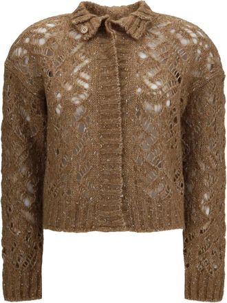 Max Mara Quarto Openwork Vest - Dames - Truien - Grijs - Maat: M Wol