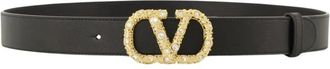 Valentino Belt H. 30 Vlogo - Dames - Riemen - Zwart - 80 CM - Leer - Accessoires