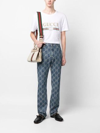 Gucci Mens Classic Interlock Printed Logo T-Shirt in White Cotton - Size X-Small