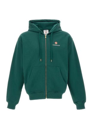 Casablanca Green Logo Zip-Up Hoodie