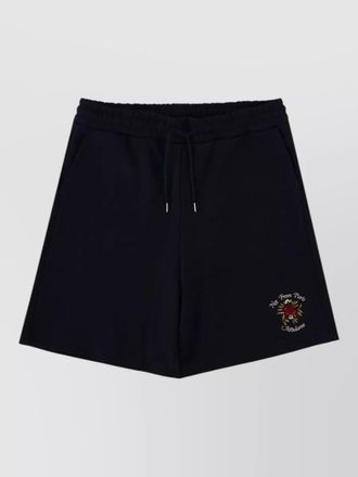 Dr&ocirc;le de Monsieur rose slogan relaxed fit shorts back pocket