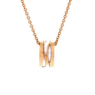 Bulgari B. Zero1 Design Legend Zaha Hadid Pendant Necklace 18K Rose Gold with Ceramic