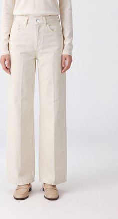 Dondup Jeans Jacklin a gamba larga e vita alta in denim di cotone stretch