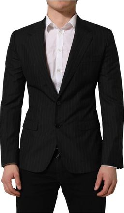 Dolce & Gabbana Gestreepte Wol Single Breasted Blazer - Heren - Business blazers - Grijs - M - Wol - Kostuums