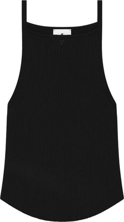 Courr&egrave;ges Ribbed Black Sleeveless Top