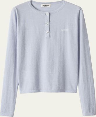 Miu Miu Long-Sleeve Cashmere Henley Sweater