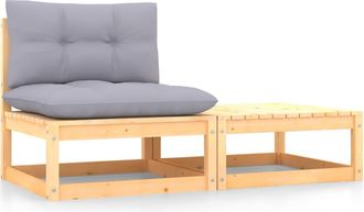 vidaXL Juego De Muebles De Jard&iacute;n 2 Pzas Y Cojines Madera Pino Maciza Vidaxl