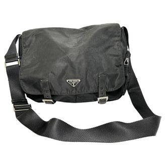 Prada Pre-owned Womens Tessuto Messenger Bag in Black Nylon - One Size