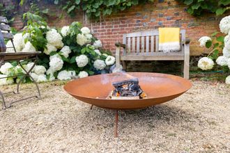 PRIMROSE Corten Steel Fire Pit Round Bowl 80cm Round in Red