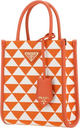 Prada Womens Embroidered Fabric Micro Symbole Handbag Multicolor Pl-Calf Leather Borse A Mano Bag