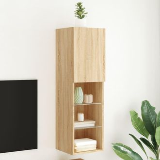vidaXL Vidaxl - Mueble Para Tv Con Luces Led Roble Sonoma 30,5x30x102 Cm