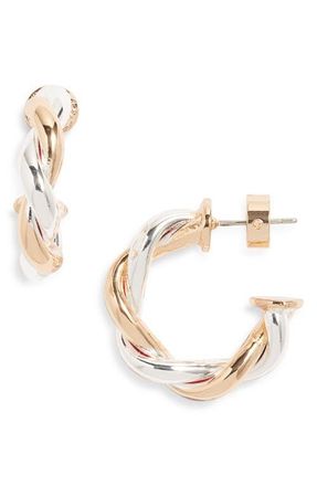 Nordstrom Two-Tone Twist Hoops in Gold- Silver at Nordstrom