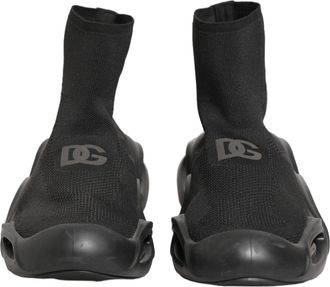Dolce & Gabbana Black Slip On Wave Socks Men Sneakers Shoes Polyester Viscose