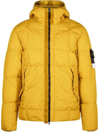 Stone Island crinkled Mustard padded jacket - men - Duck Down/Polyamide/Feather Down/Polyamide - L - Yellow