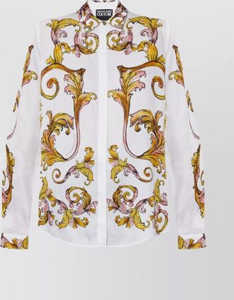 Versace Jeans Couture baroque print collared shirt with curved hem
