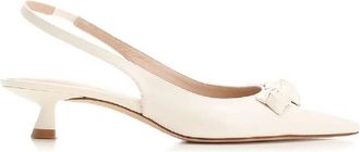 Stuart Weitzman Rosie 35 Leather Slingback Heels, Brand Size 38 ( US Size 7.5 )
