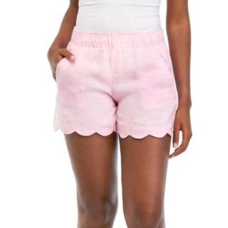 Lilly Pulitzer Womens Lilly Pulitzer Brea Shorts Pink Scalloped Hem Elastici Waist DDR2569