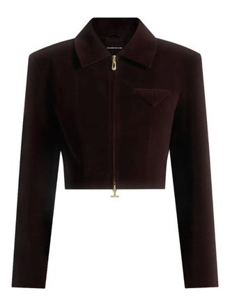 Mani&egrave;re De Voir Adina velvet zip jacket - Brown