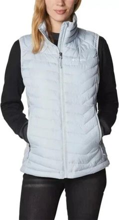 Columbia Powder Lite Puffer Vest Women Cirrus Gray Omni-Heat Full Zip KFC546