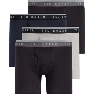 Ted Baker 4-Pack Stretch Cotton Boxer Briefs in Grey /Black at Nordstrom Rack, Size Medium