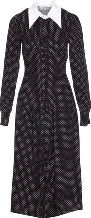 Mar De Margaritas Abito midi a pois con colletto - Nero