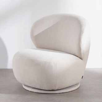 Maisons du monde Sill&oacute;n giratorio de terciopelo beige crema