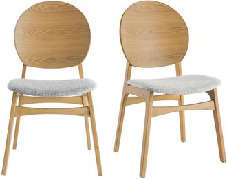 Miliboo Miliboo - Sillas N&oacute;rdicas En Madera Clara Y Tejido Gris (lote De 2) Elton