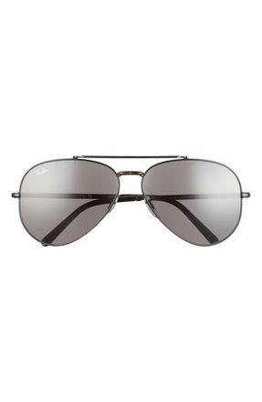 Ray-Ban New Aviator 62mm Oversize Pilot Sunglasses in Black /Dark Grey at Nordstrom