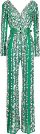 Saiid Kobeisy embellished V-neck jumpsuit - women - Polyester - 36 - Green