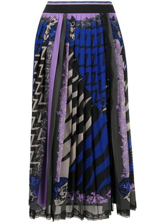 Pucci pleated abstract-print skirt - women - Polyamide - 40 - Blue