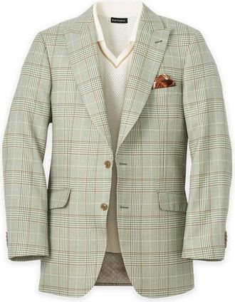 Paul Fredrick Plaid Wool Blend Single Breasted Peak Lapel Sport Coat in Green at Nordstrom, Size 48
