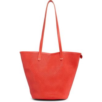Clare Vivier Choupette Diamond Perforated Leather Tote in Bright Poppy at Nordstrom