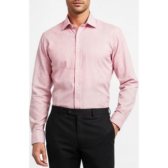 JB Britches Micro Check Woven Dress Shirt in Pink at Nordstrom Rack, Size 16.5 - 34/35