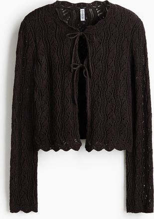H&M Cardigan zum Binden aus Pointellestrick - Brown