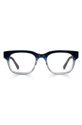 Eyebobs Numero Uno 49mm Blue Light Blocking Rectangular Readers in Midnight Blue /Cloud Crystal at Nordstrom, Size +2.75