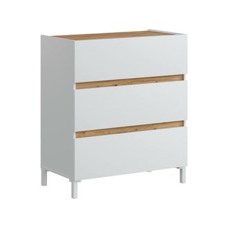 Dmora Cajonera Forfar, C&oacute;moda Multiusos, C&oacute;moda De Dormitorio, Gabinete Con Cajones, 79x41 H91 Cm, Blanco Y Roble Nodoso - Dmora