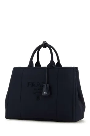 Prada Mens Navy Blue Canvas Shopping Bag Baltico Borse A Mano
