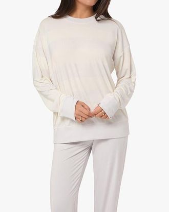 WeWoreWhat Oversized Long Sleeve Crewneck Top in Cloudgry/ivory at Nordstrom, Size X-Small